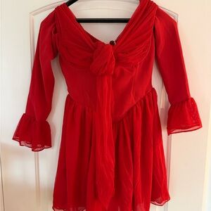 House of CB Elegant Red Long Sleeve Dress